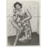 Geeky Tall Smoking Model In Lingerie / Big Smile (Vintage Photo B/W ~ 40s/50s)