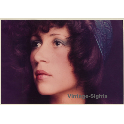 Fashion Shoot: Pretty Woman With Blue Eyes & Bandana (Vintage Photo 1980s WOLFGANG KLEIN ~DIN A3)