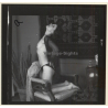 Pretty Darkhaired Semi Nude In Black Lingerie*2 / Boobs (Vintage Contact Sheet Photo 1970s)