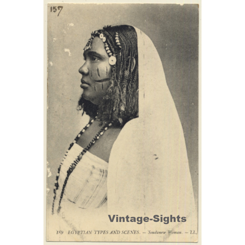 Egypt: Soudanese Woman / Tribal Scars - Braids - Ethnic (Vintage PC ~1910s/1920s) Egypt: Soudanese Woman / Tribal Scars - Braids - Ethnic (Vintage PC ~1910s/1920s)