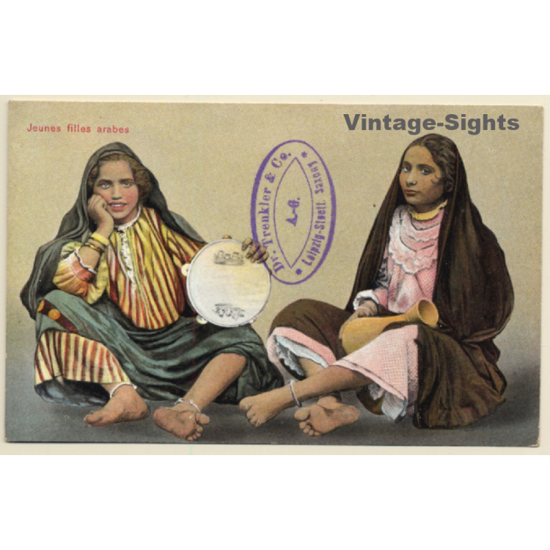 Egypt: Jeunes Filles Arabes / Tambourine - Ethnic (Vintage PC ~1910s/1920s)