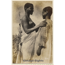 Africa: Topless Native Woman & Daughter / Risqué - Ethnic (Vintage RPPC ~1910s/1920s)