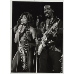 Ike & Tina Turner On Stage / Leopard Dress (Vintage Stage Photo B/W ~1970s)