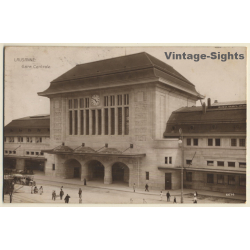 Lausanne / Schwitzerland: Gare Centrale - Train Station (Vintage RPPC 1915)