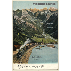 Fluelen / Switzerland: Gotthardbahn - Nordseite (Vintage PC 1905)