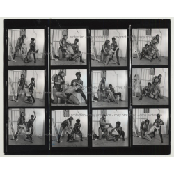 3 Fetish Girls & A Prison Cell / Complete Series 3/8  (Vintage Contact Sheet B/W 11 Photos)