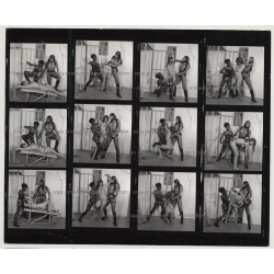 3 Fetish Girls & A Prison Cell / Complete Series 6/8  (Vintage Contact Sheet B/W 12 Photos)