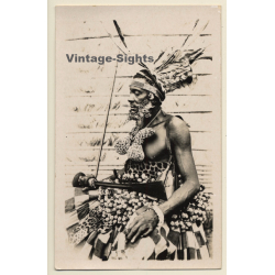C.Zagourski / Congo: Kuba Chief - Bakuba Warrior / L'Afrique Qui Disparait (Vintage RPPC...