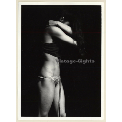 Erotic Study: Slim Brunette Female*2 / Tank Top - Panties - Abs (Vintage Photo France B/W ~1980s)