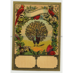 Peacock & Birds (Vintage Chromo Litho Label ~1910/1920s)