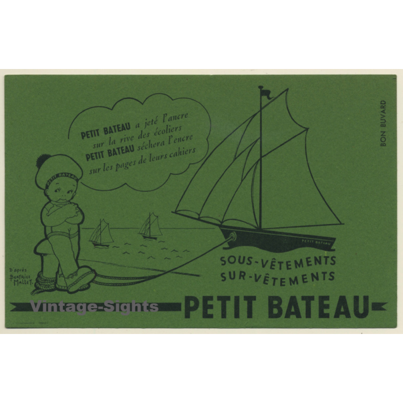 Buvard: Petit Bateau Sous Vêtements (Vintage Advertising Blotter ~1950s/1960s)