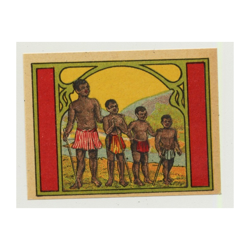Goup Of Indigenous People (Vintage Chromo Litho Label ~1910/1920s)