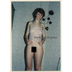 Natural Shorthaired Semi Nude / Transparent Lingerie (Vintage Photo ~1990s)