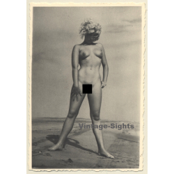 Natural Nude Blonde On Beach (Vintage Photo 1960s)