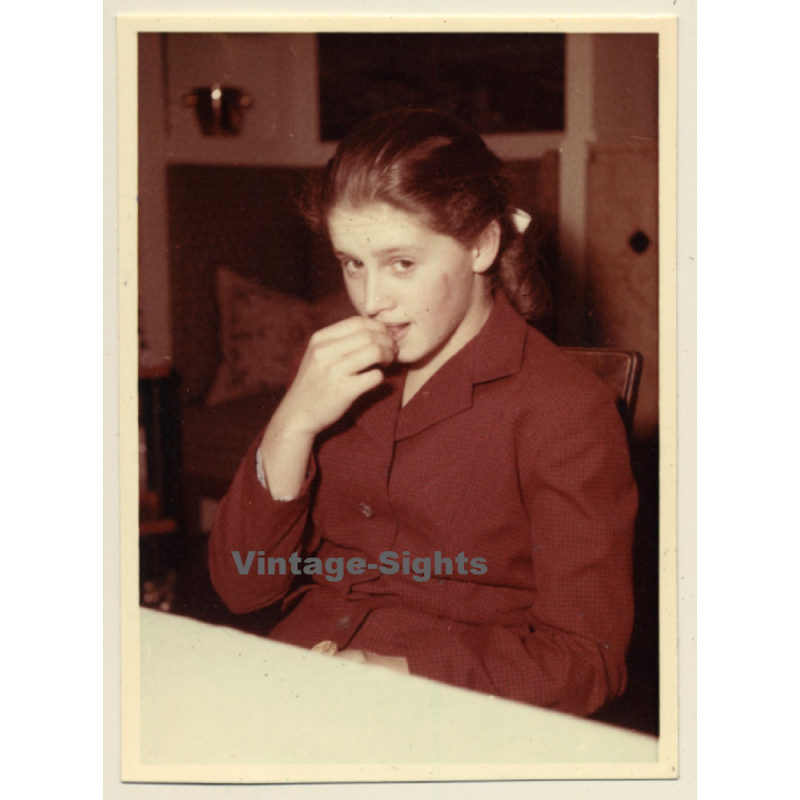 Snapshot: Shy Girl Looking At Camera (Vintage Photo GDR ~1970s) Snapshot: Shy Girl Looking At Camera (Vintage Photo GDR ~1970s)