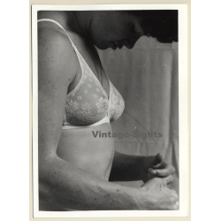 Erotic Study: Muscular Semi Nude Female / Bra (Vintage Photo France B/W ~1980s)