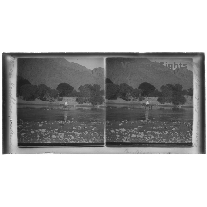 Cinti / Bolivia: Belgian Consul Van Kerckhove On Horseback (Vintage Stereo Glass Plate 1921)