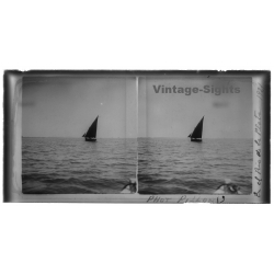 Argentina: En El Rio De La Plata / Sailing Ship (Vintage Stereo Glass Plate 1921)