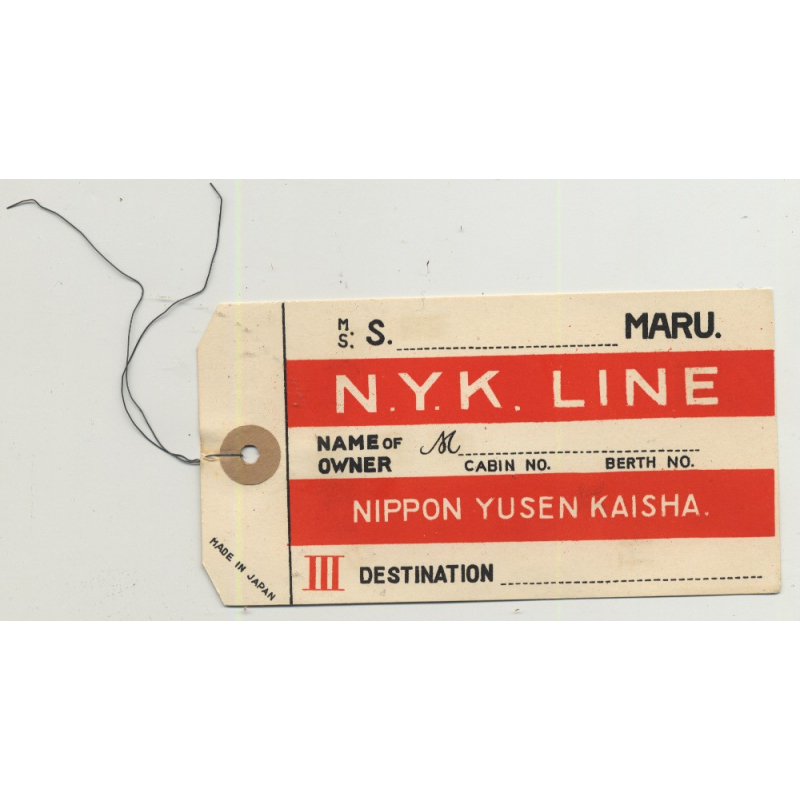 Nippon Yusen Kaisha N.Y.K. Line 2 (Vintage Shipping Line Luggage Tag) Nippon Yusen Kaisha N.Y.K. Line 2 (Vintage Shipping Line Luggage Tag)