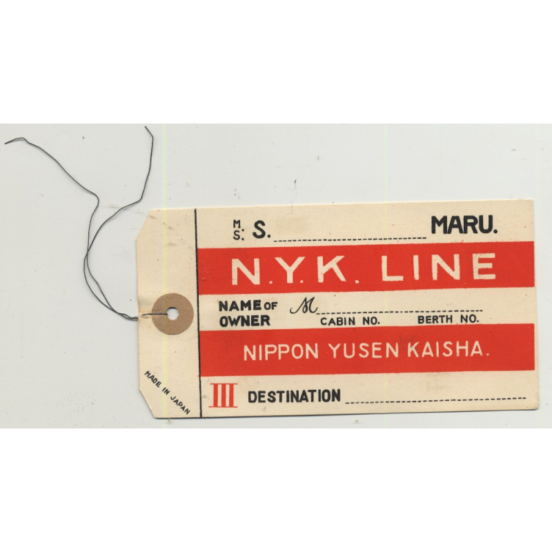 Nippon Yusen Kaisha N.Y.K. Line 2 (Vintage Shipping Line Luggage Tag)