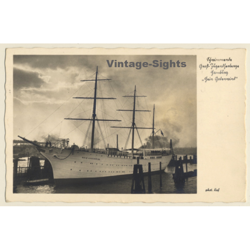 Schwimmende Groß Jugendherberge Hein Godewind / Sailing Ship (Vintage RPPC 1936)