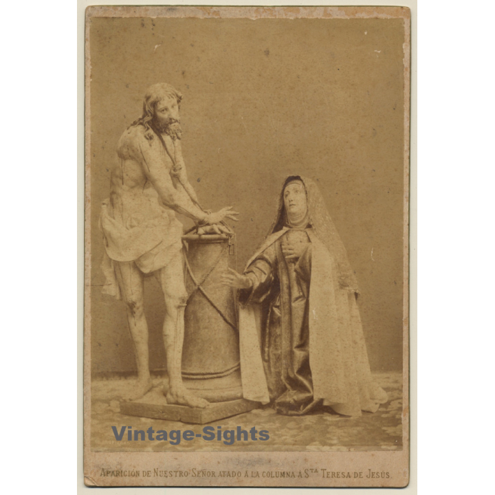 Aparicion De Nuestro Señor Atado A La Columna A Sta. Teresa De Jesus (Vintage Albumen Print ~1890s/1900s)
