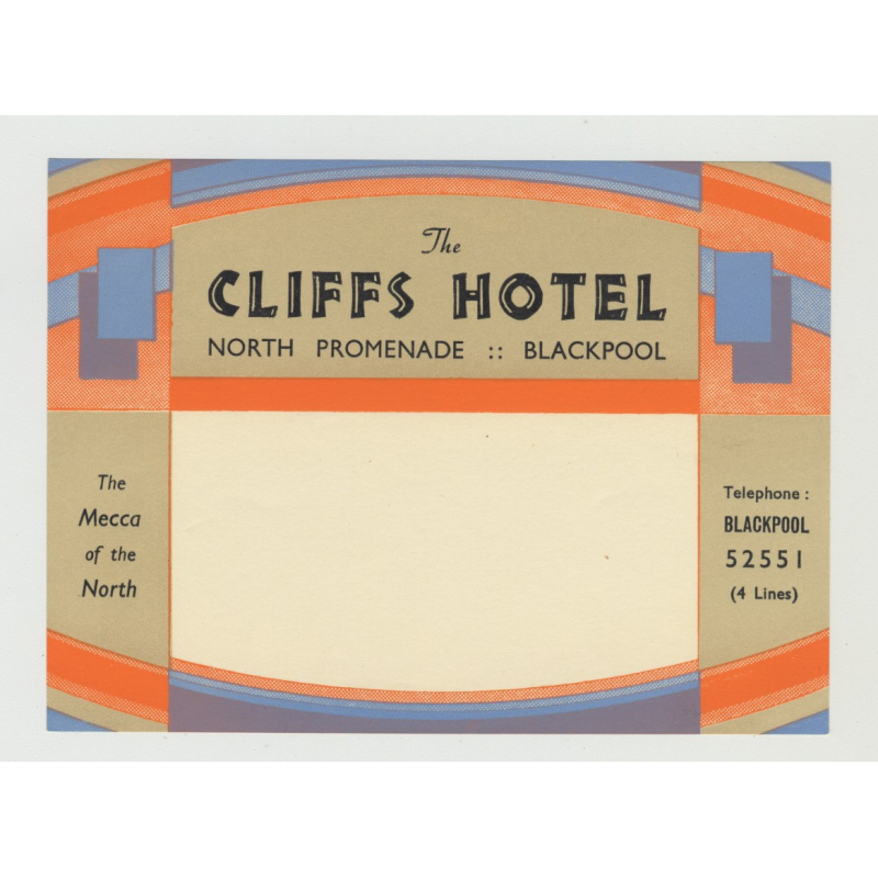 The Cliffs Hotel - Blackpool / England (Vintage Luggage Label)