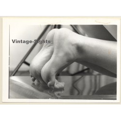 Artistic Erotic Study: Female Feet & Toes On Plexiglass*2 (Vintage Photo France B/W ~1980s)