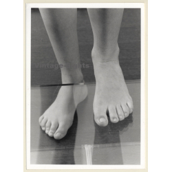 Artistic Erotic Study: Female Feet & Toes On Plexiglass*3 (Vintage Photo France B/W ~1980s)