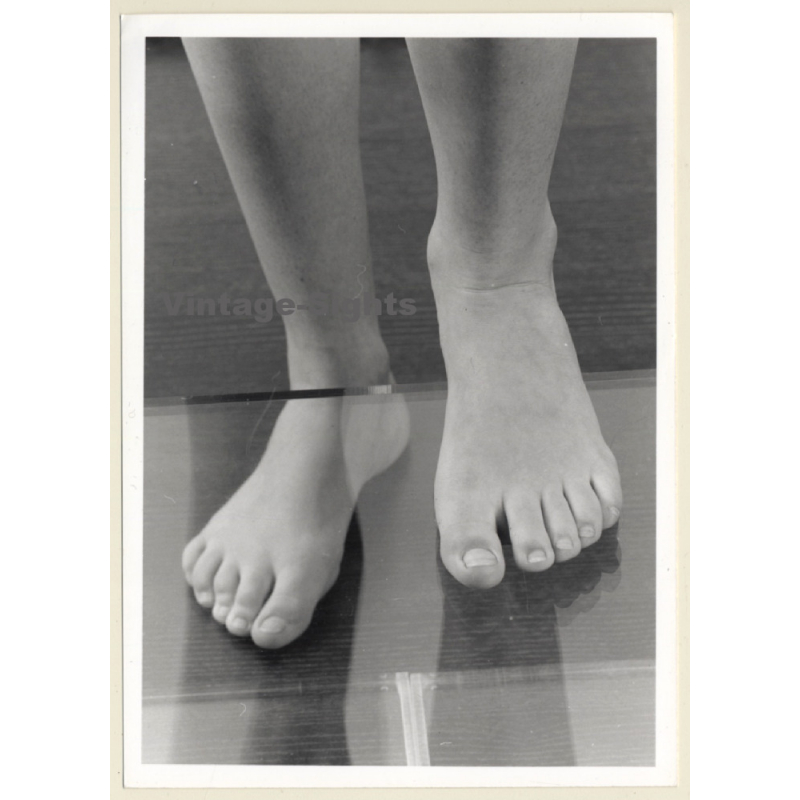 Artistic Erotic Study: Female Feet & Toes On Plexiglass*3 (Vintage Photo France B/W ~1980s)