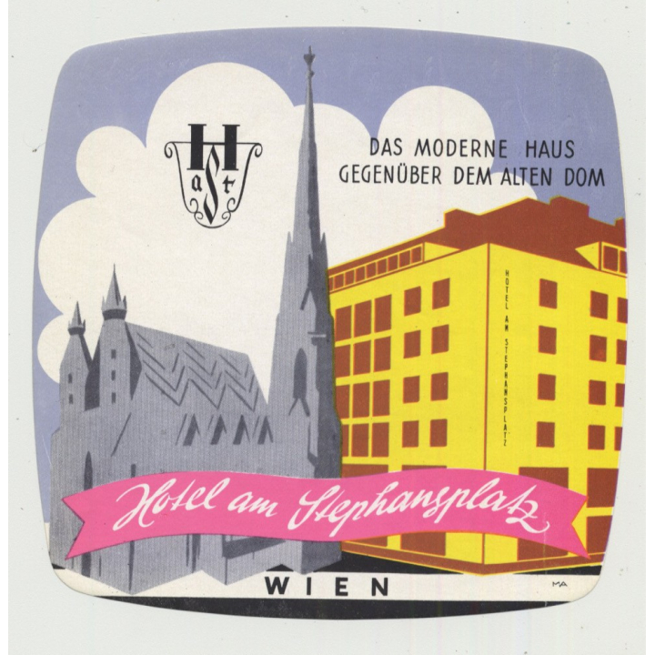 Hotel Am Stephansplatz - Wien (Vienna) / Austria (Vintage Luggage Label)