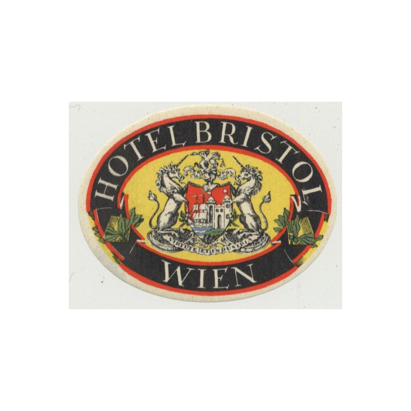 Hotel Bristol - Wien (Vienna) / Austria (Vintage Luggage Label 5.4 x 4 CM)
