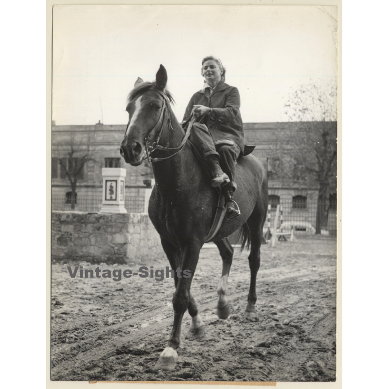 Ingrid Bergman On Horseback (Vintage Press Photo 1950s)