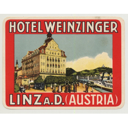 Hotel Weinzinger - Linz A.D. / Austria (Vintage Luggage Label ~1920s)
