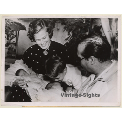 Ingrid Bergman & Roberto Rosselini At Baptizm Of Twins (Vintage Press Photo 1952)