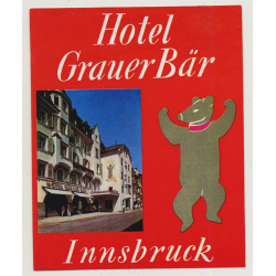 Hotel Grauer Bär - Innsbruck / Austria (Vintage Luggage Label)