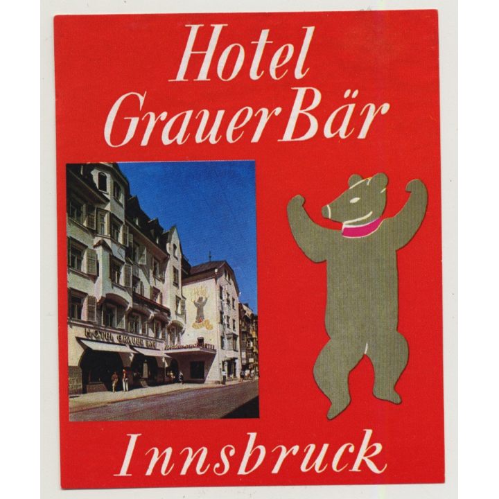 Hotel Grauer Bär - Innsbruck / Austria (Vintage Luggage Label)