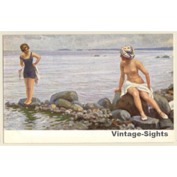 Paul Fischer: Surfbathing*2 / Nudes On Seashore (Vintage PC ~1910s/1920s)