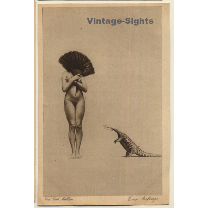Richard Müller: Eine Anfrage / Erotic Nude Art (Vintage PC ~1910s/1920s)