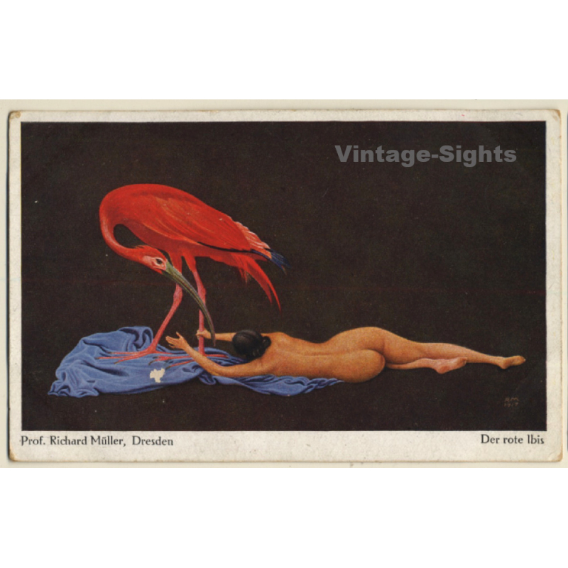 Richard Müller: Der Rote Ibis / Erotic Nude Art (Vintage PC ~1910s/1920s)