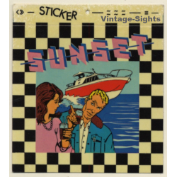 Vintage Sun Set (Jet Set) Fashion Label Sticker / Decal  - Yacht (Switzerland  1980s)