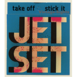 Vintage Jet Set Fashion Label Sticker / Decal  - Blue (Switzerland  1980s)