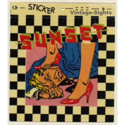Vintage Sun Set (Jet Set) Fashion Label Sticker / Decal  - High Heels (Switzerland  1980s)