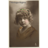 Great Portrait Of Blonde Girl (Vintage Hand Tinted RPPC 1910s)