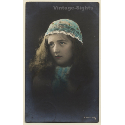 F.Manger - Cologne: Stunning Portrait Of Girl (Vintage Hand Tinted RPPC 1908)
