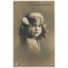 Portrait Of Sweet Baby Girl With Hairband (Vintage RPPC 1910s)