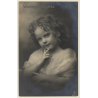Portrait Of Blonde Girl In White Dress (Vintage RPPC 1926)