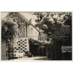 60300 Senlis: View Onto Hotel & Parking Lot (Vintage Photo France B/W 1963)