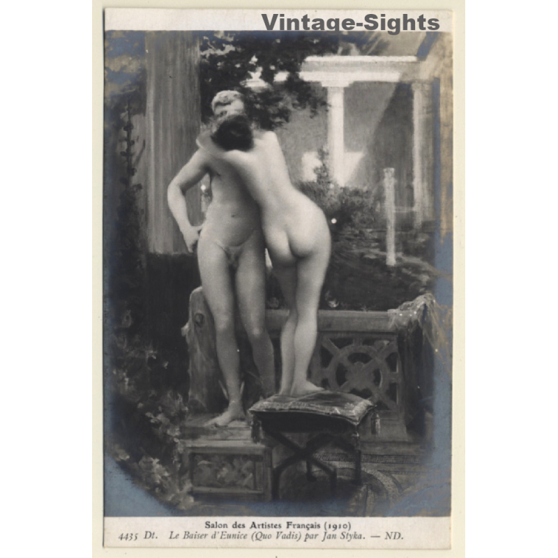 Jan Styka: Le Baiser D'Eunice / Salon Des Artistes 1910 - Nude Couple (Vintage RPPC)