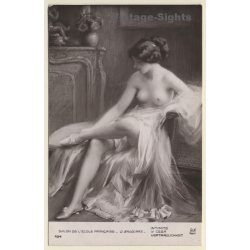 D. Enjolras: Intimité / Salon École Francaise - Nude - A.Noyer (Vintage RPPC 1910s)